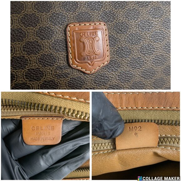 Celine Macadam Vintage Clutch Bag Brown Beige Pouch Made in Italy - Picture 5 of 12